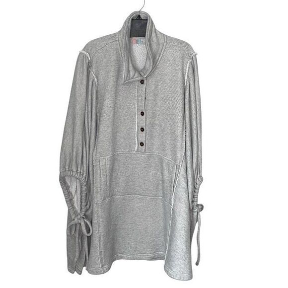 Free People FP Beach Natalie Pull Over Poncho Gray Size M/L - Picture 1 of 9